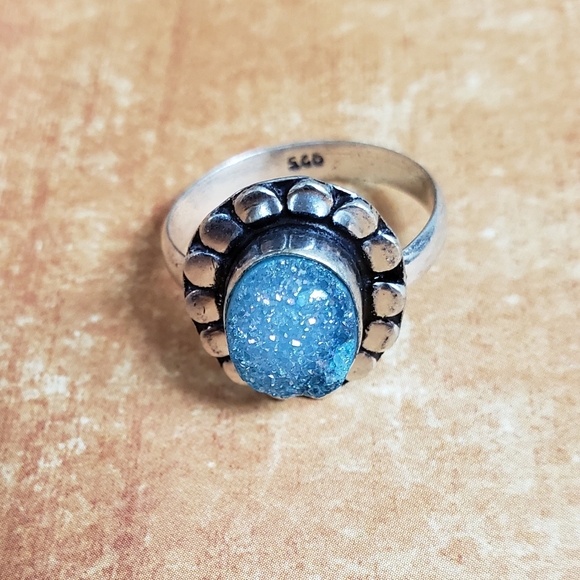 New Sugar Druzy Agate 925 Silver Ring. - Picture 6 of 8